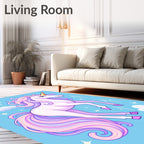 Pastel Rainbow Unicorn Clouds Sparkle Rug