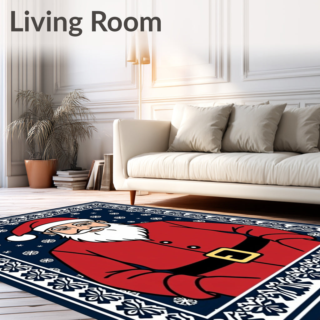 Classic Santa Claus Snowflake Border Rug