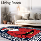 Classic Santa Claus Snowflake Border Rug
