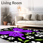 Vibrant Purple Butterfly Floral Garden Rug