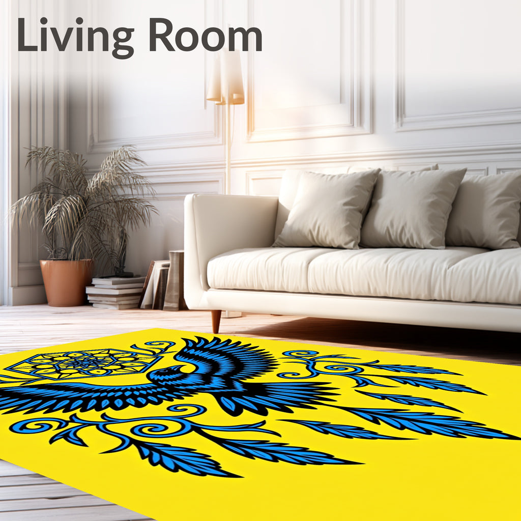 Blue Raven Hexagon Floral Yellow Rug