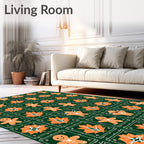 Orange Gingerbread Leaves Tile Rug