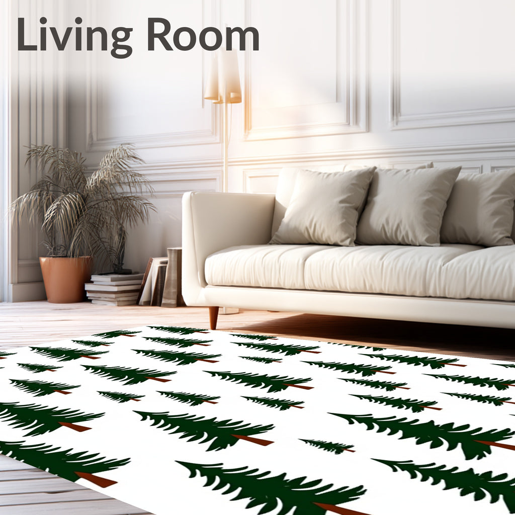 Dark Green Pine Forest Grove Repeating Rug