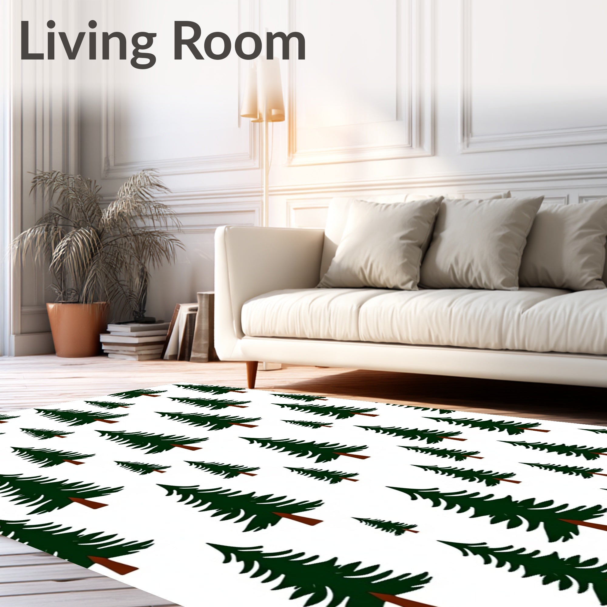 Dark Green Pine Forest Grove Repeating Rug