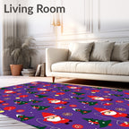 Cute Red Gnomes Christmas Trees Balls Rug
