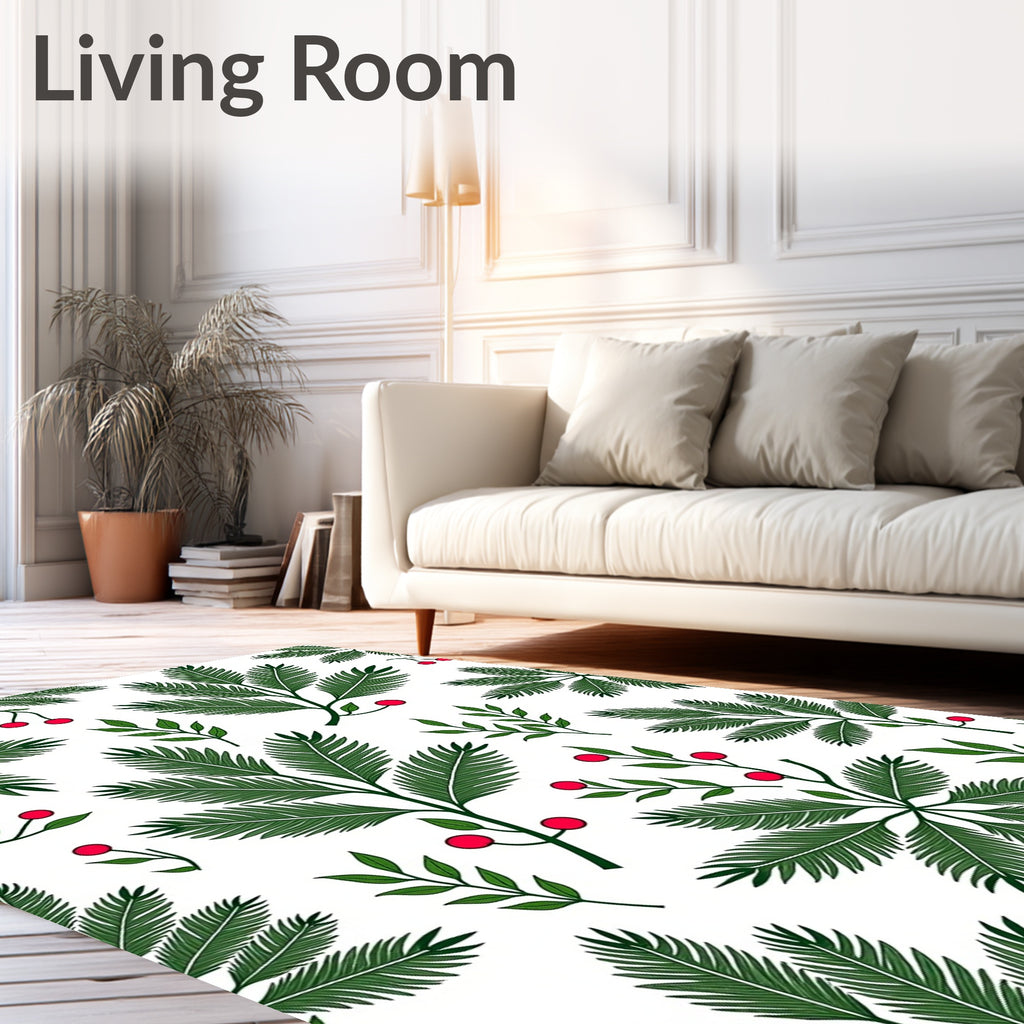 Green Fern with Red Berries Rug