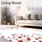 Red Berry Green Branch Leaf Scatter Rug