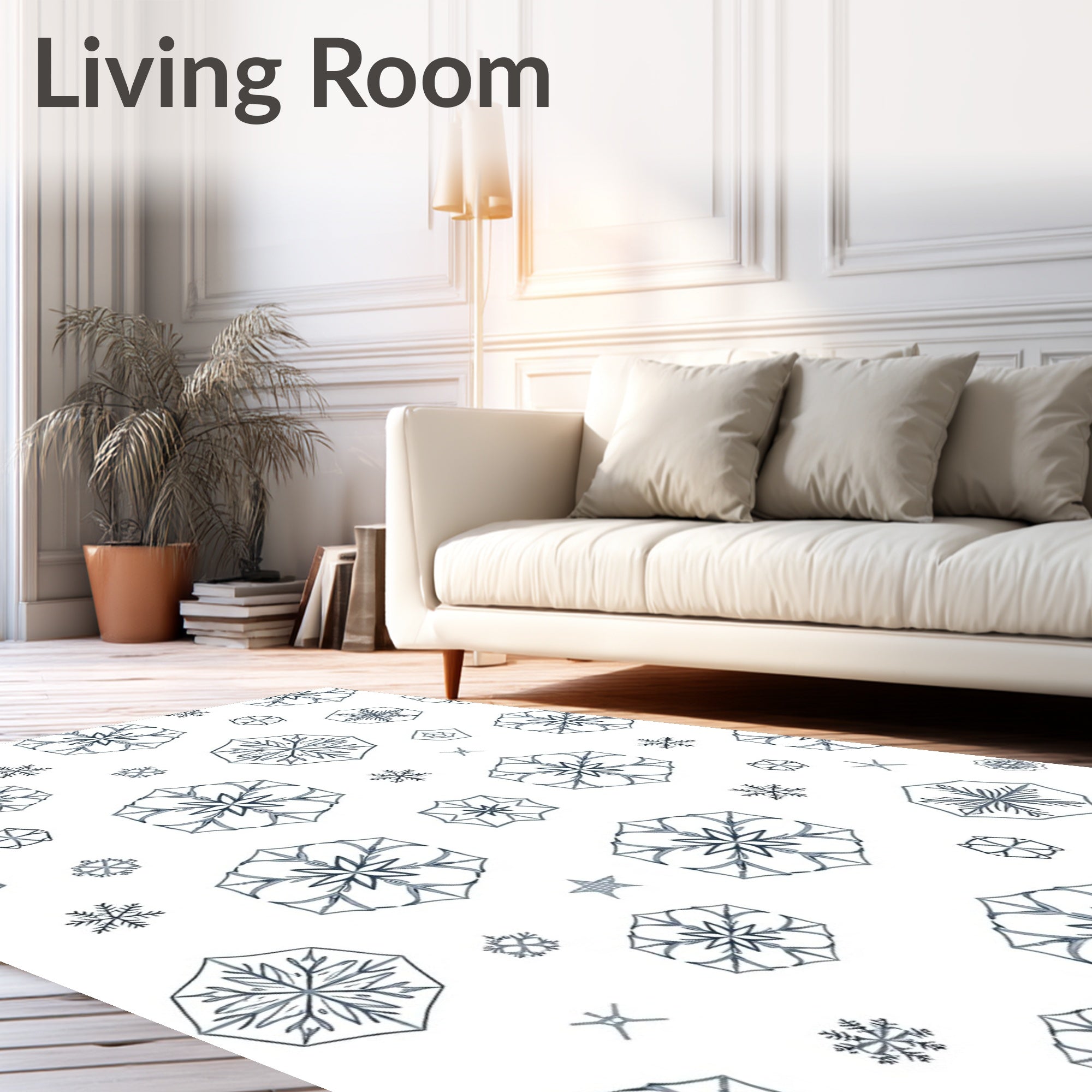 Winter White Blue Snowflakes Rug