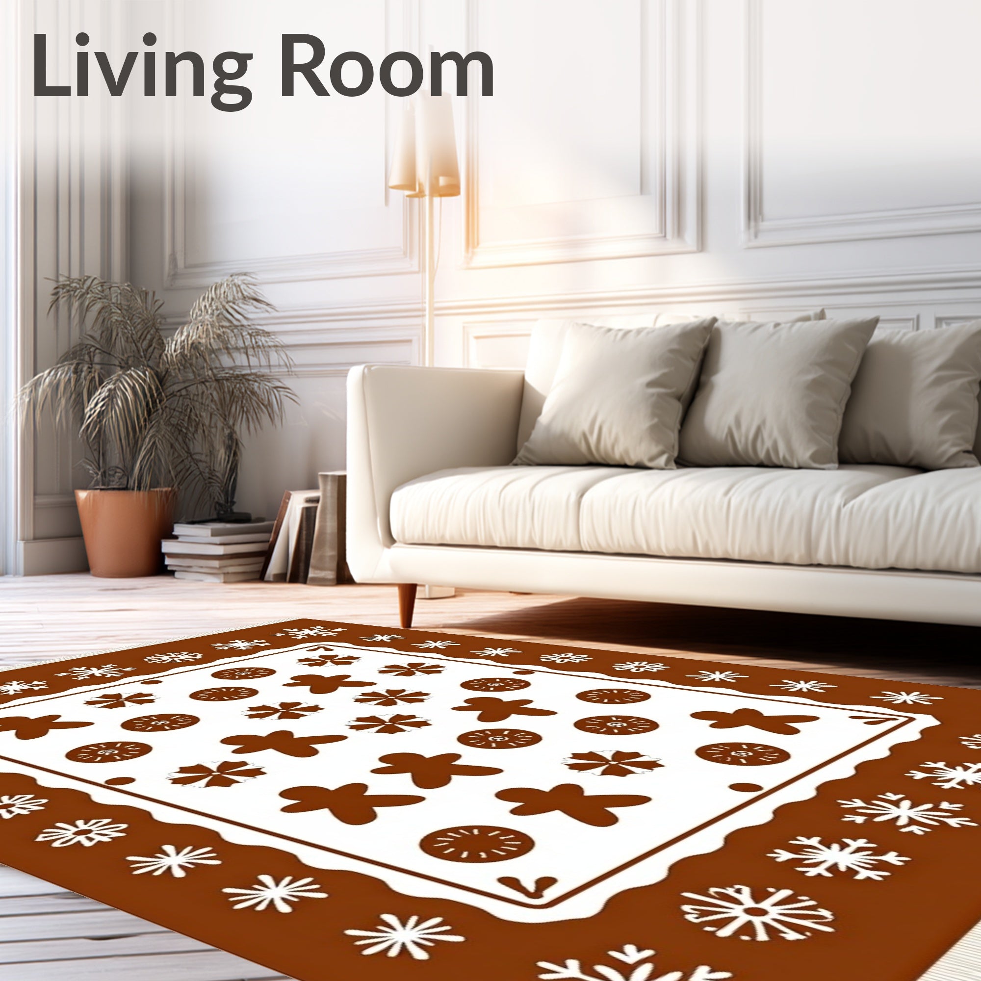Chocolate Gingerbread Snowflakes Cookies Rug