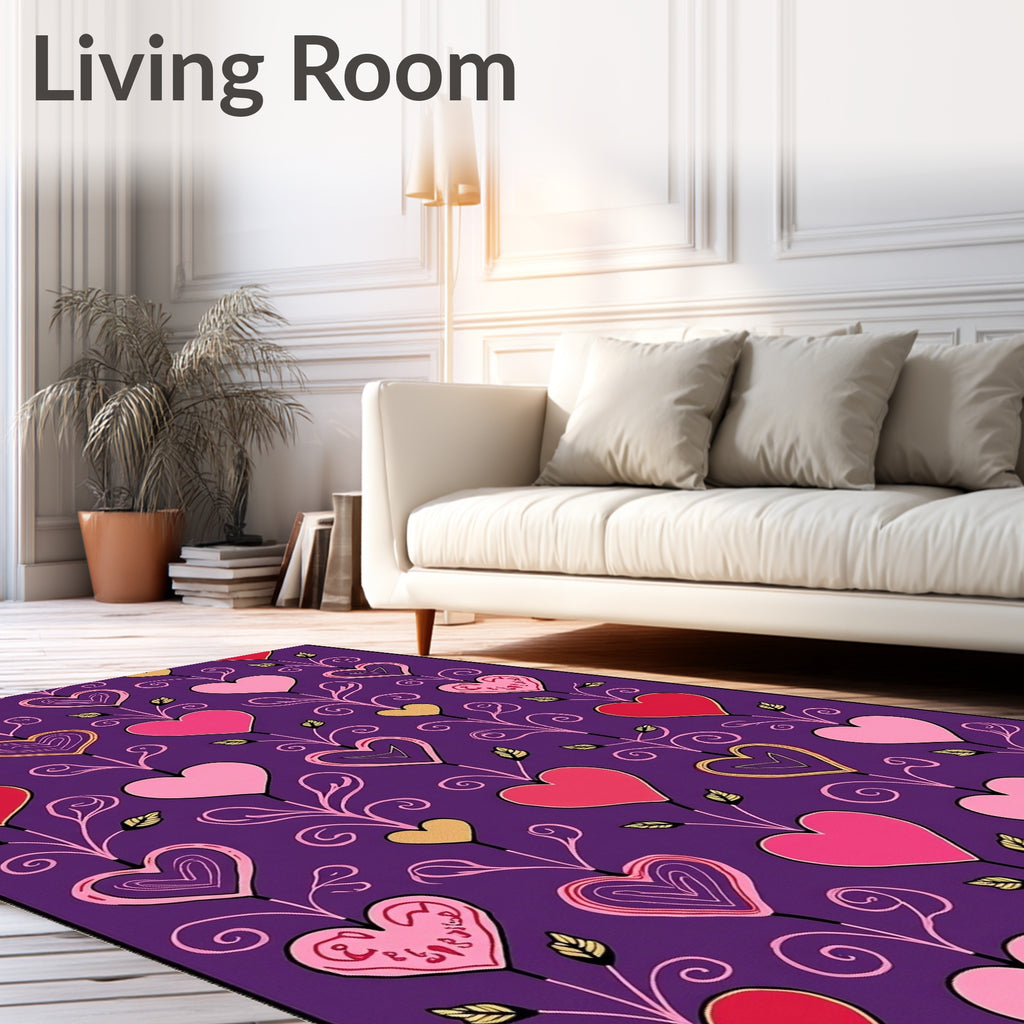 Vibrant Pink Heart Vine Garland Rug