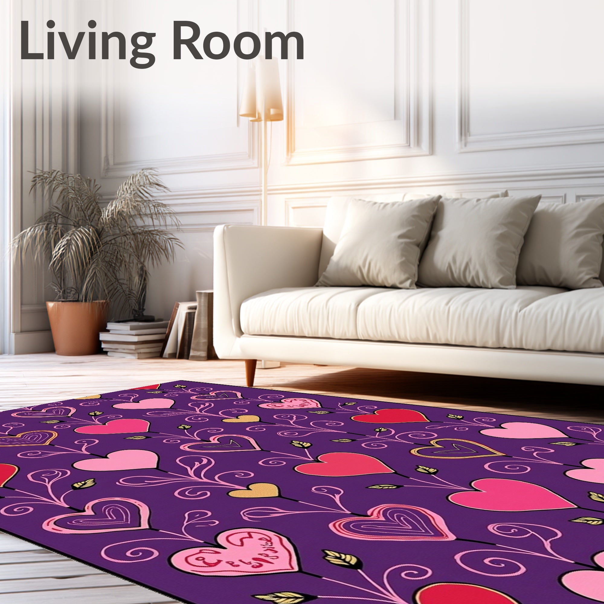 Vibrant Pink Heart Vine Garland Rug