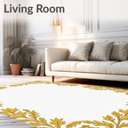 Golden Floral Border Accent Rug