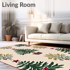Festive Green Christmas Tree Plaid Medallion Rug