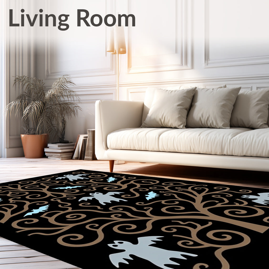 Spooky Ghost Bats Moon Tree Nocturnal Rug
