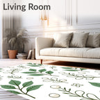 Green Foliage White Berry Branches Rug
