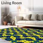 Bright Yellow Daisy Floral Medallion Rug