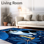 Mystical Black White Cat Candle Stars Rug