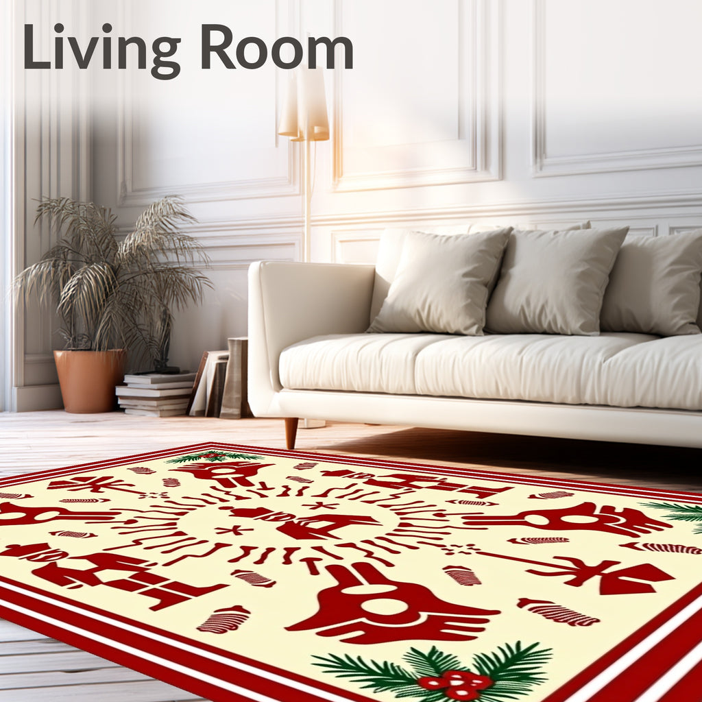 Festive Red Soldier Folk Art Mandala Rug