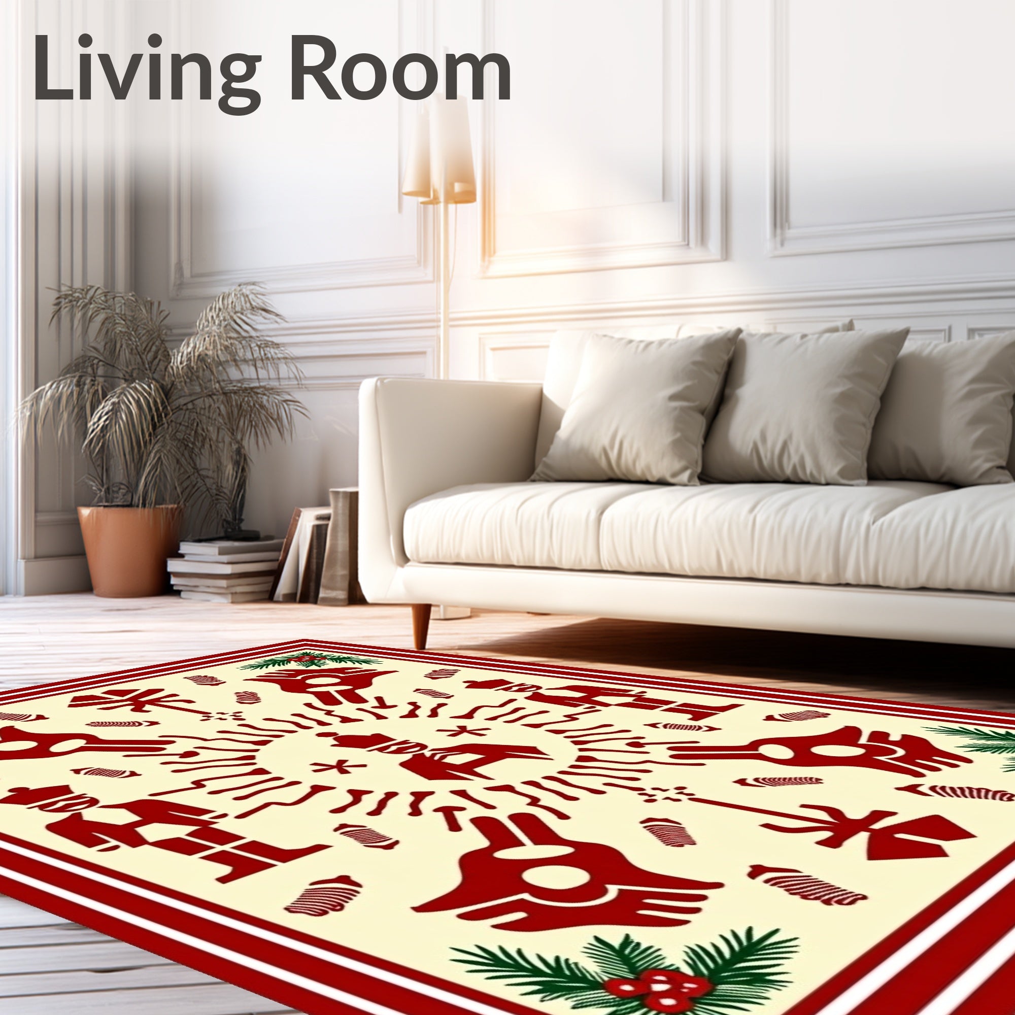 Festive Red Soldier Folk Art Mandala Rug