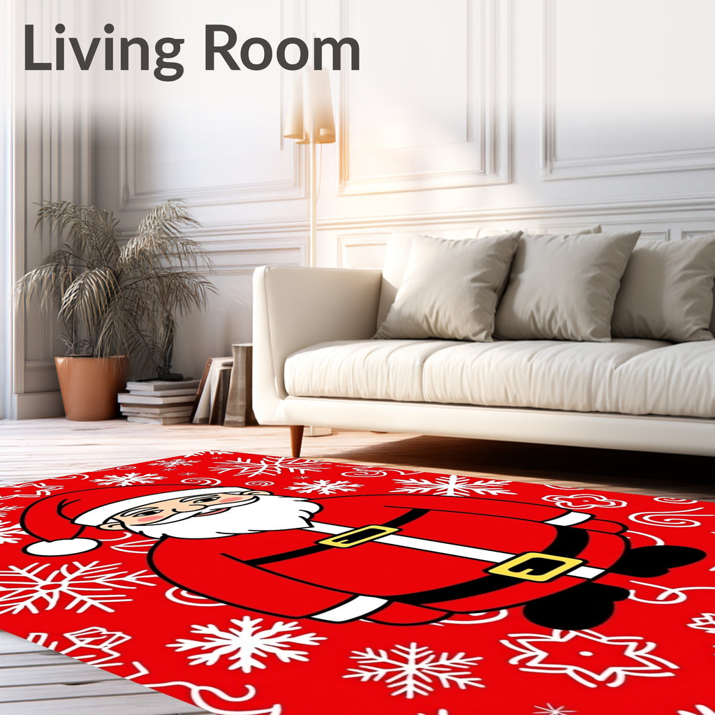 Classic Red Santa Claus Snowflakes Rug