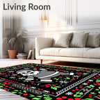 Skeleton Santa With Holly Snowflakes Rug