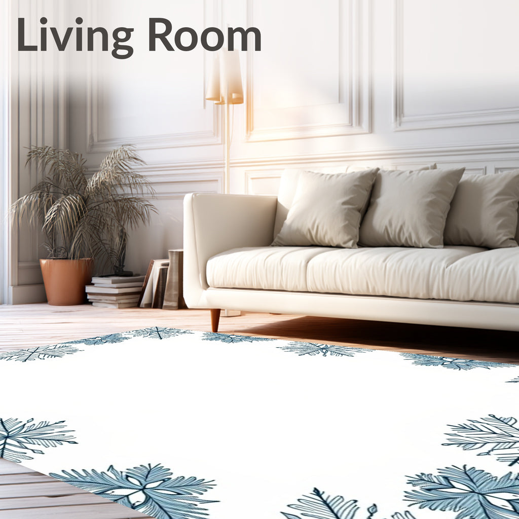 Cool Blue Snowflake Border Rug