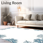 Cool Blue Snowflake Border Rug