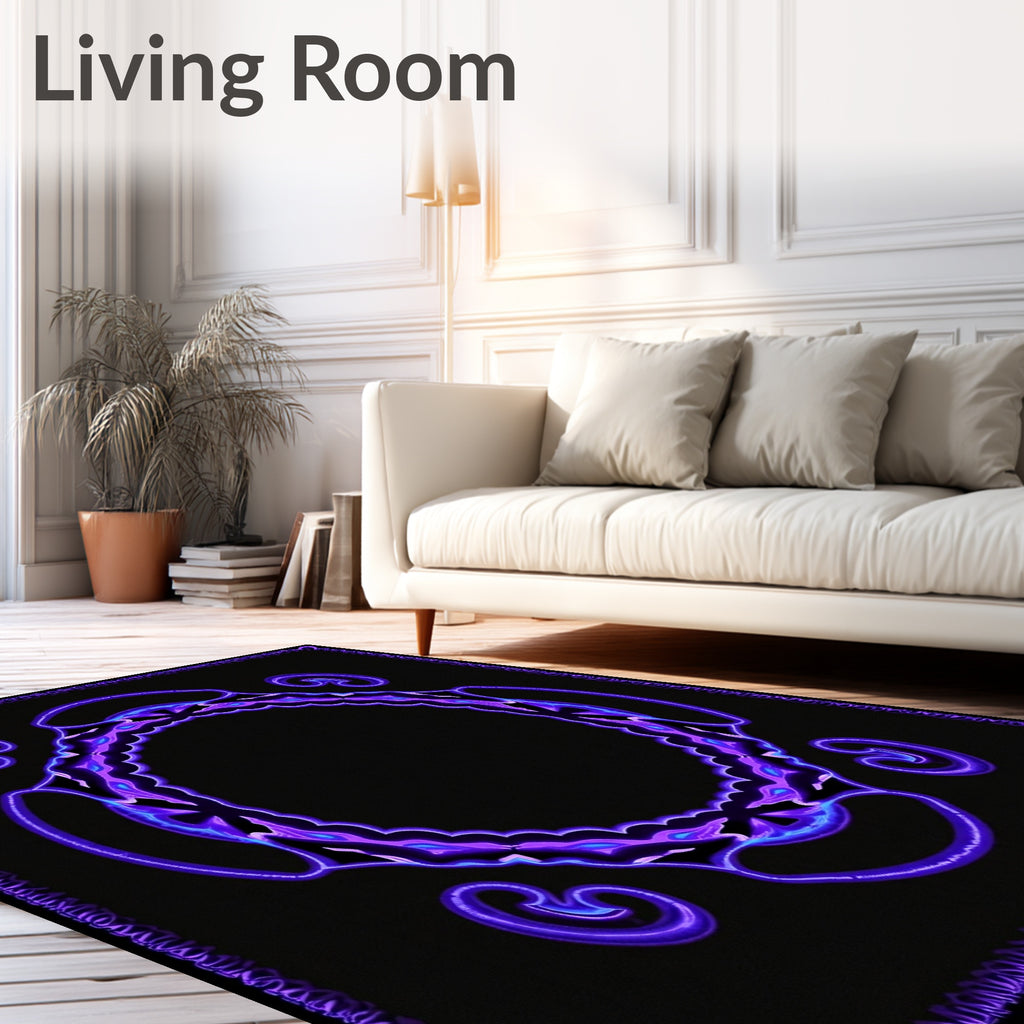 Vibrant Purple Swirl Frame Rug