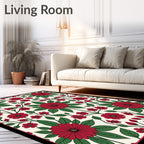 Crimson Floral Vine Art Nouveau Rug