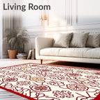 Crimson Snowflake Floral Garland Rug