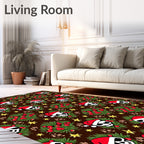 Christmas Skulls Holly Berry Stars Rug