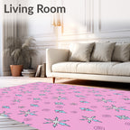 Pink Cyan Snowflake Starburst Medallions Rug