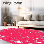 Crimson Starburst Snowflake Burst Rug