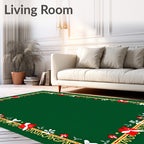 Emerald Green Red White Gilded Frame Rug