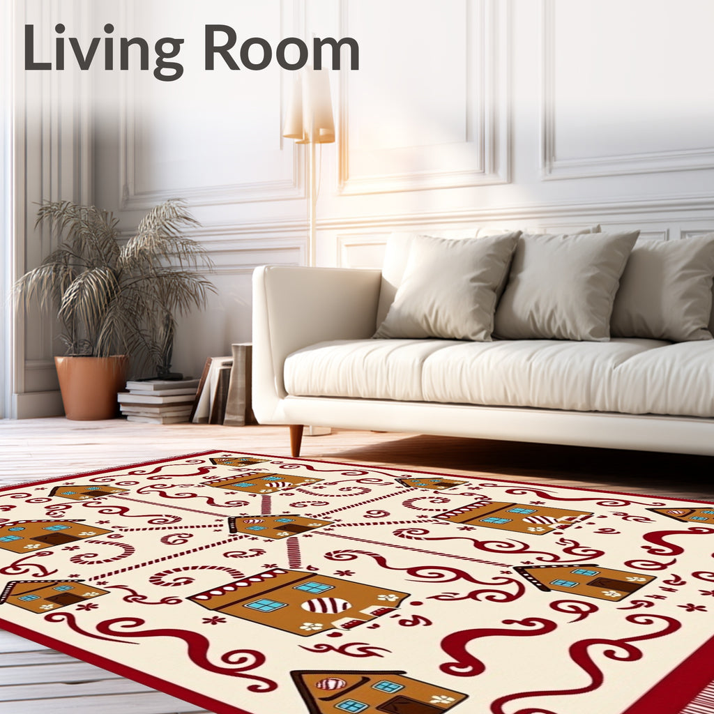 Sweet Gingerbread Village Holiday Rug