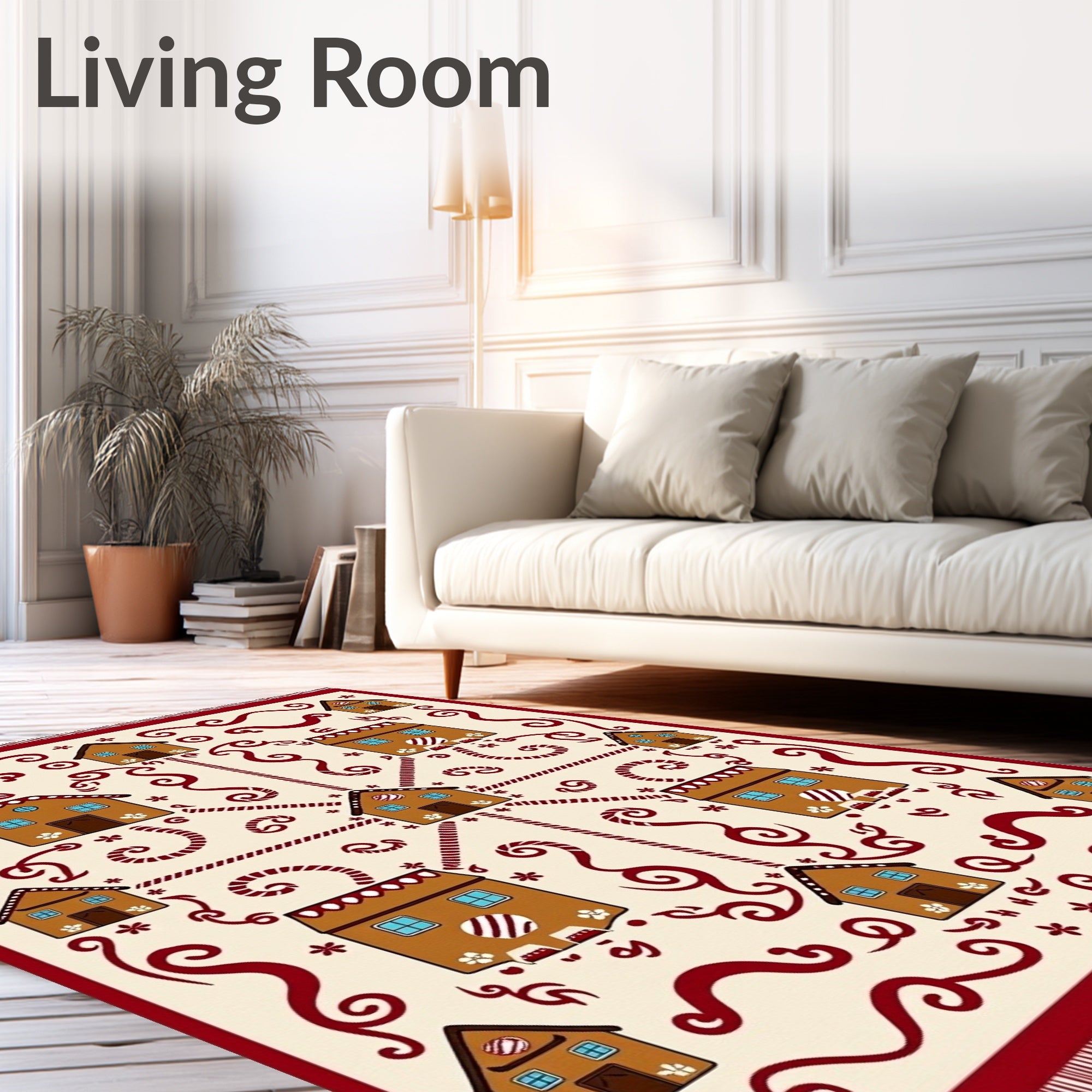 Sweet Gingerbread Village Holiday Rug
