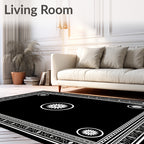Classic Black White Floral Medallion Border Rug