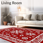 Classic Red Snowflake Border Rug