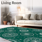 Emerald Green Circular Starburst Medallion Rug