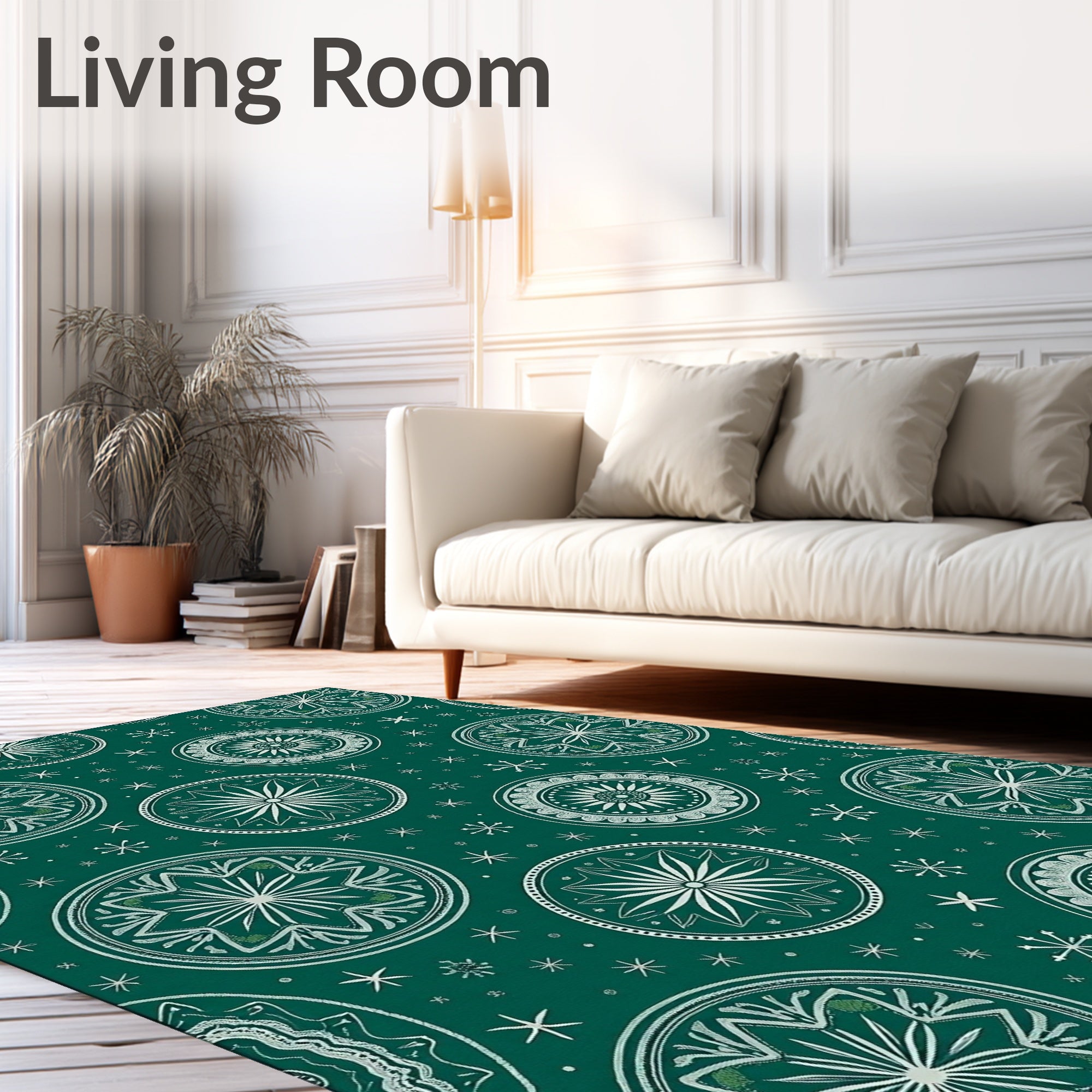 Emerald Green Circular Starburst Medallion Rug