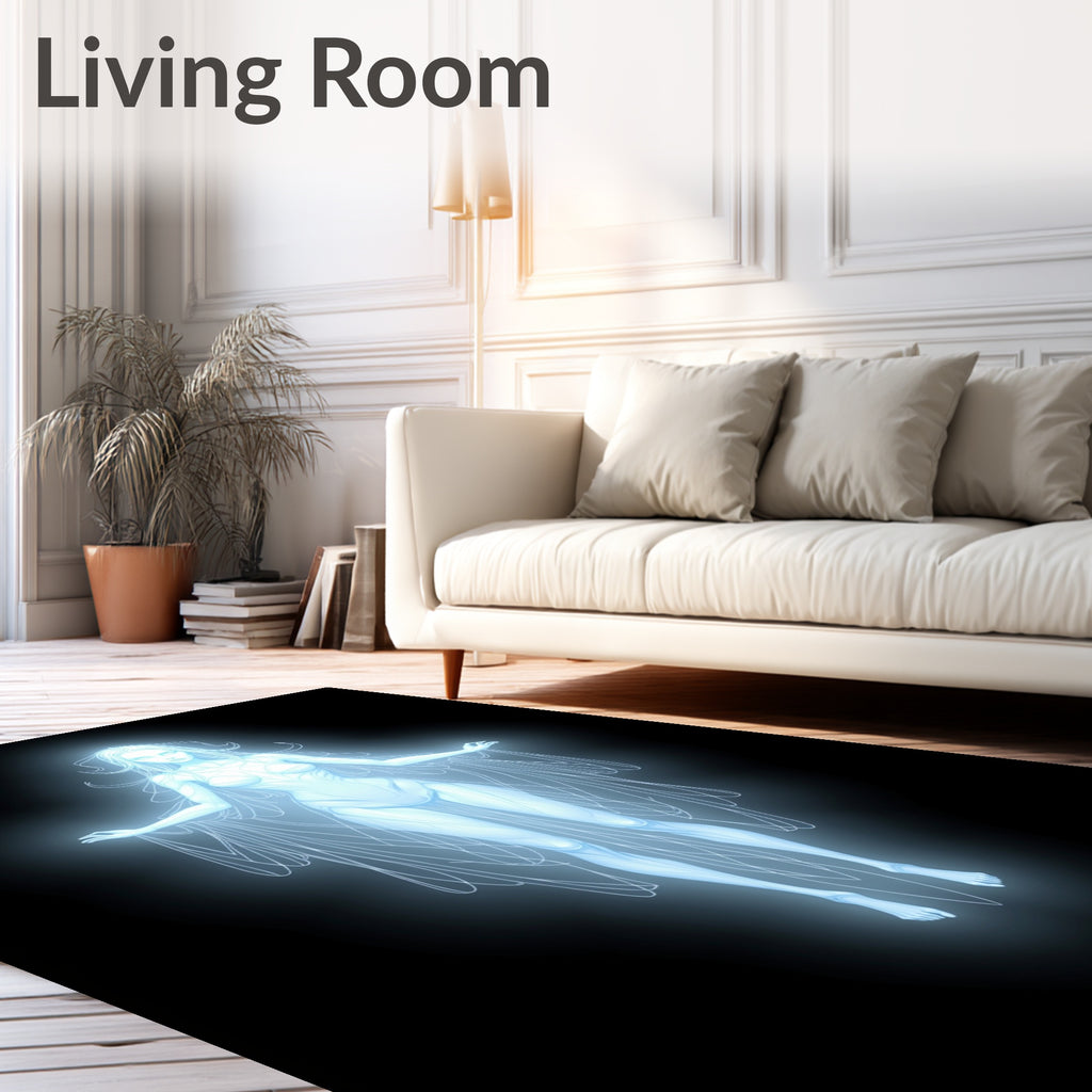 Ethereal White Spirit Glowing Figure Rug