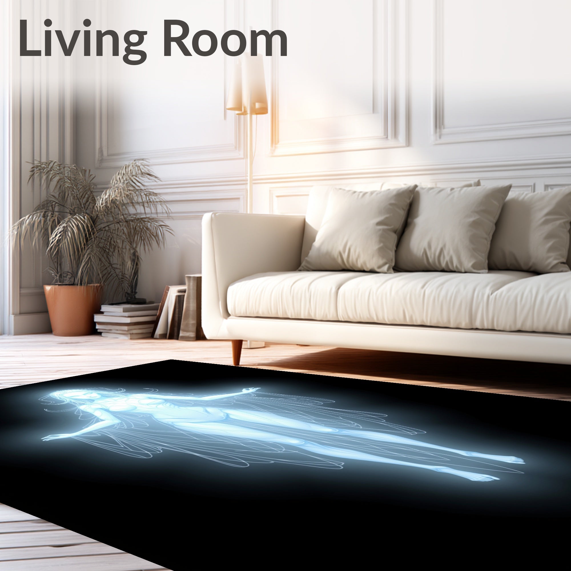 Ethereal White Spirit Glowing Figure Rug