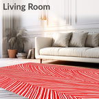 Crimson White Line Abstract Geometric Rug