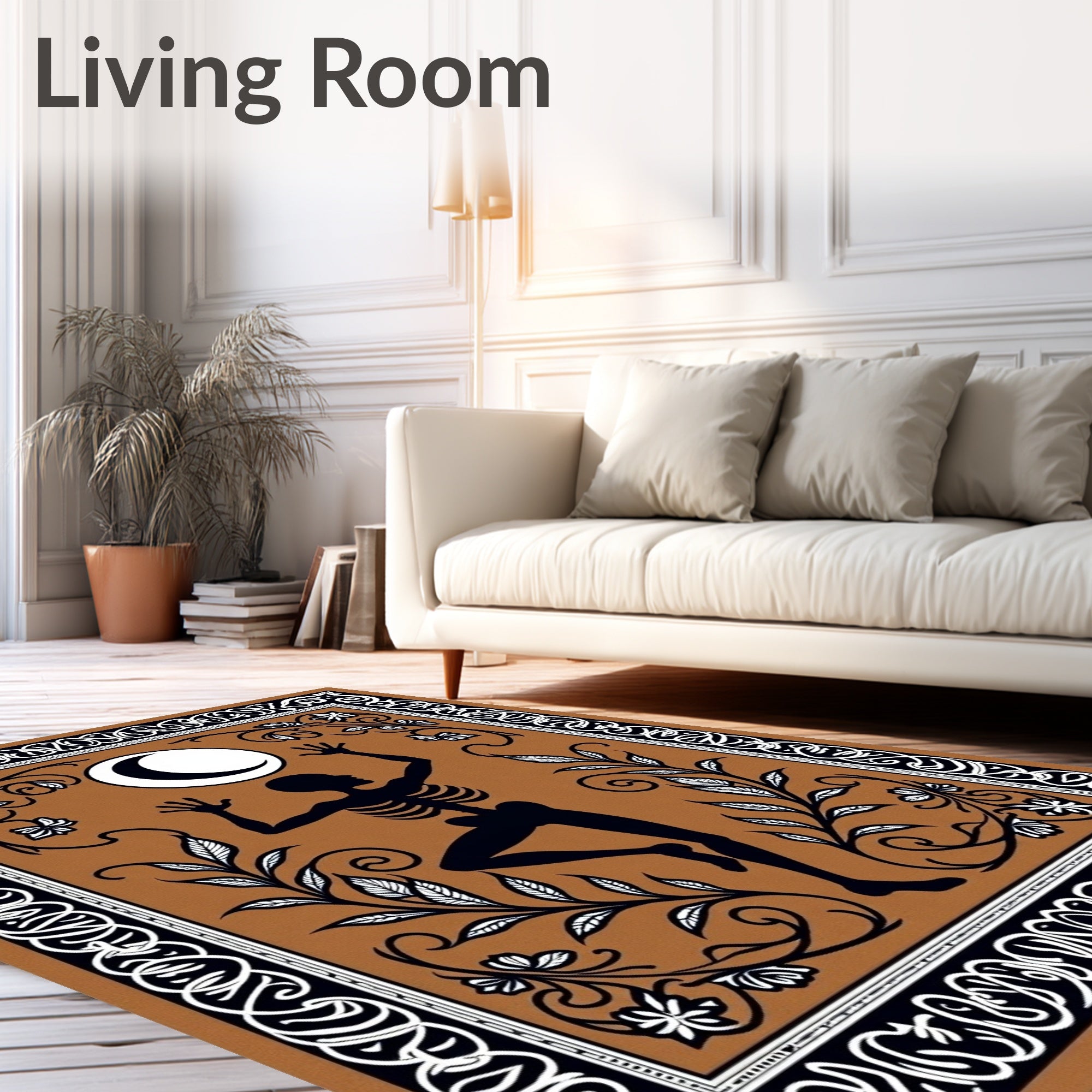 Dancing Skeleton Moon Blossom Border Rug