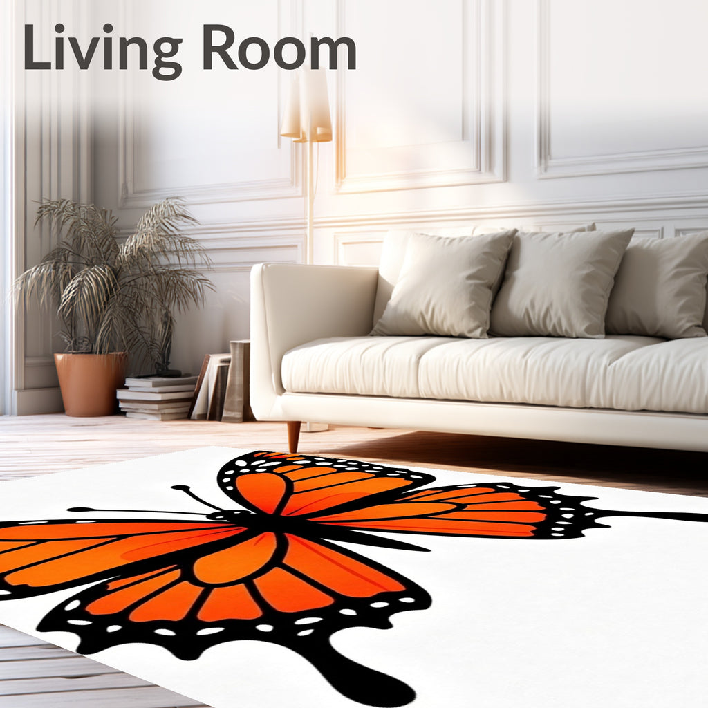 Vibrant Monarch Butterfly Wing Rug