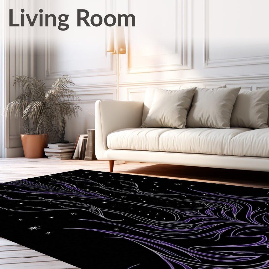 Dark Night Sky Galaxy Swirl Rug
