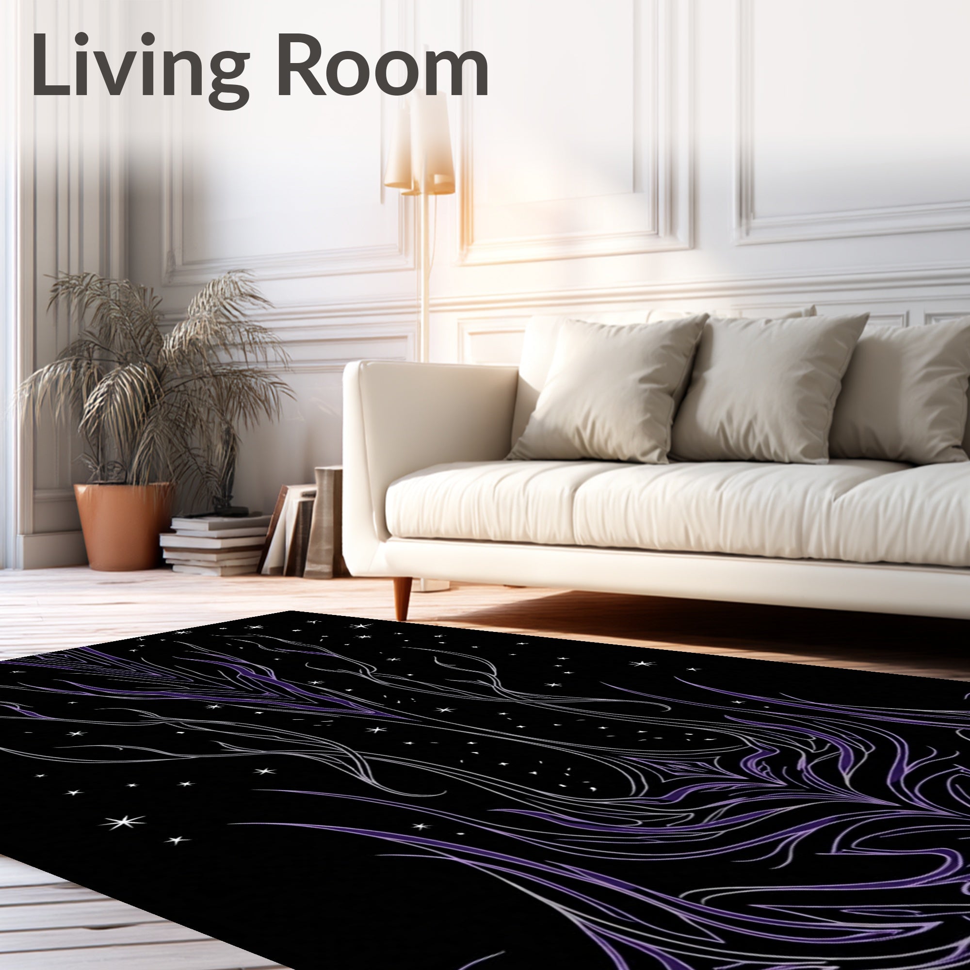 Dark Night Sky Galaxy Swirl Rug