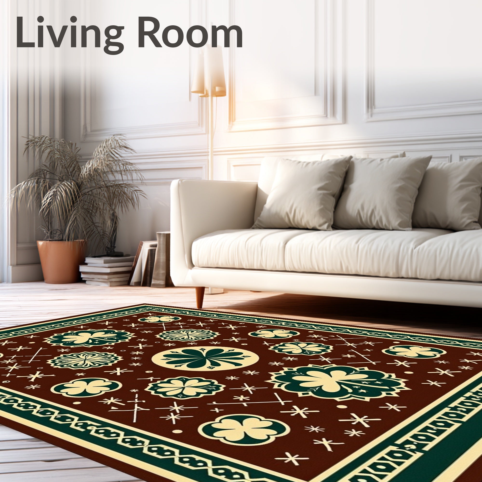 Four Leaf Clover Medallion Brown Rug