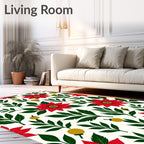 Red Poinsettia Botanical Repeat Rug