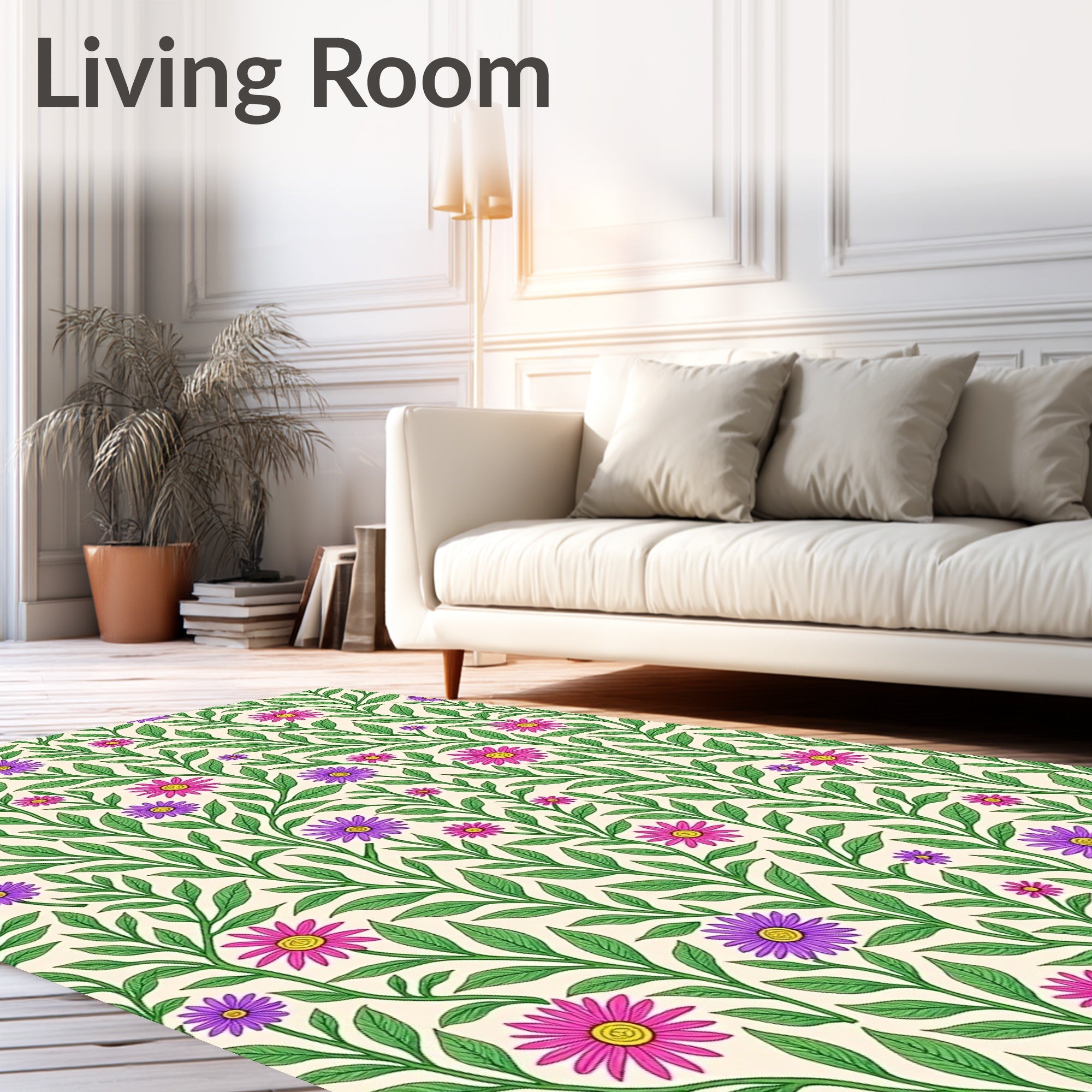 Elegant Daisy Vine Floral Rug